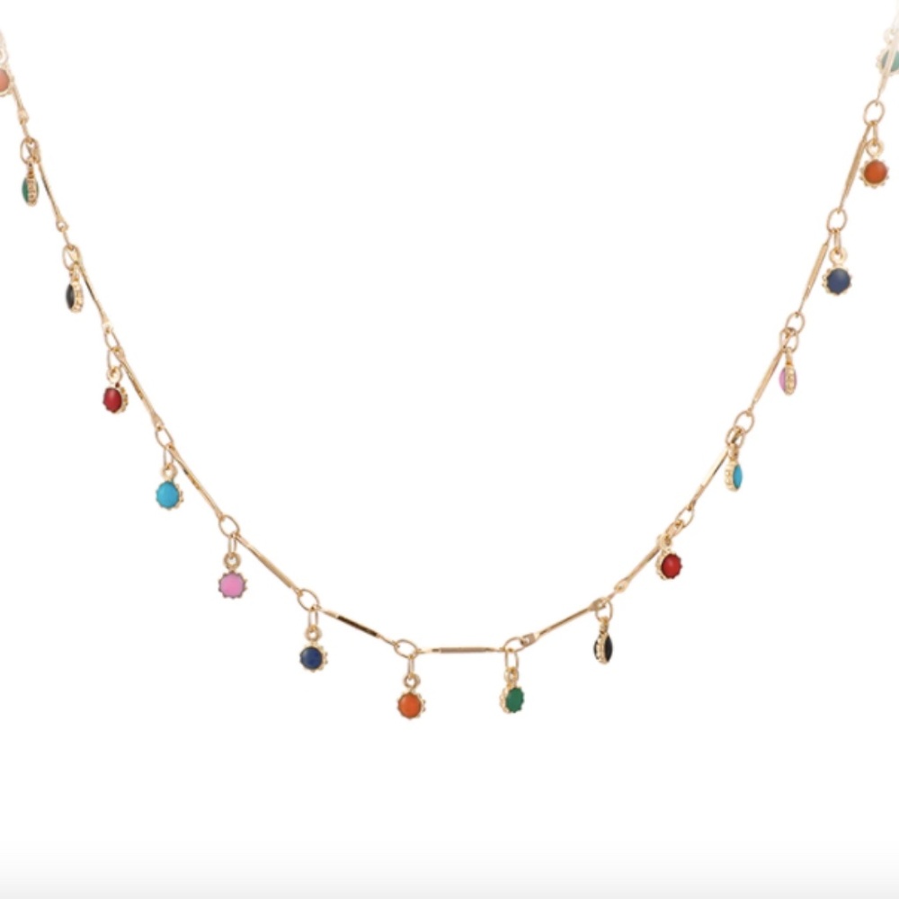 Colorful Sun Beads Gold Choker Rainbow Necklace - Picture 9 of 9